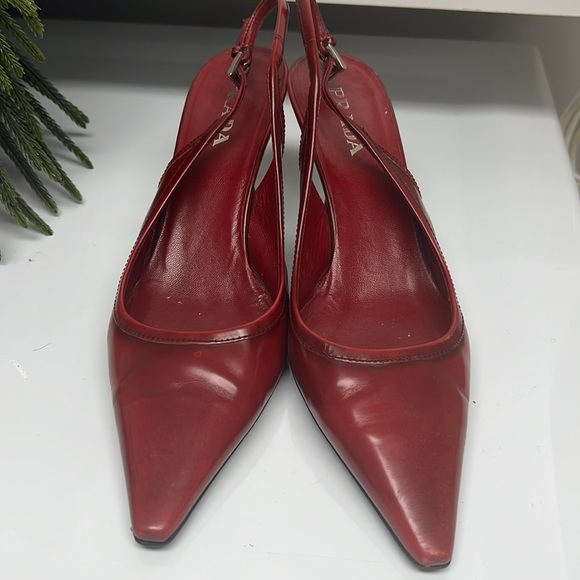 Red Prada heel slingback pointed shoe - Picture 1 of 6